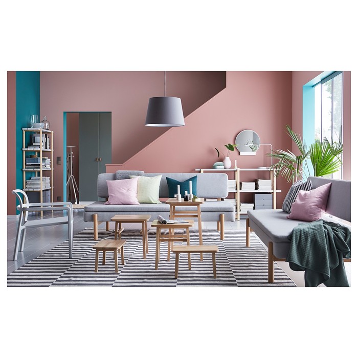 Стеллаж ЮППЕРЛИГ, 150x35x90 см, светло-серый, береза