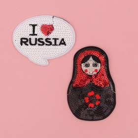 

Нашивки с пайетками I Love Russia, 11 × 18 см