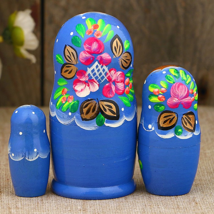 Матрёшка «Нежность», светло-розовое платье, 3 кукольная, 9 см