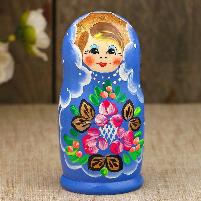 Матрёшка «Нежность», светло-розовое платье, 3 кукольная, 9 см