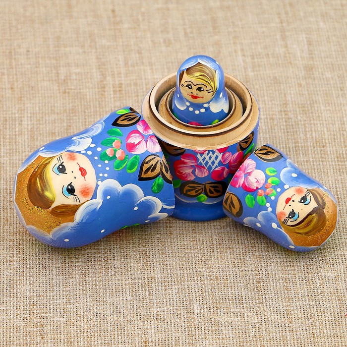 Матрёшка «Нежность», светло-розовое платье, 3 кукольная, 9 см