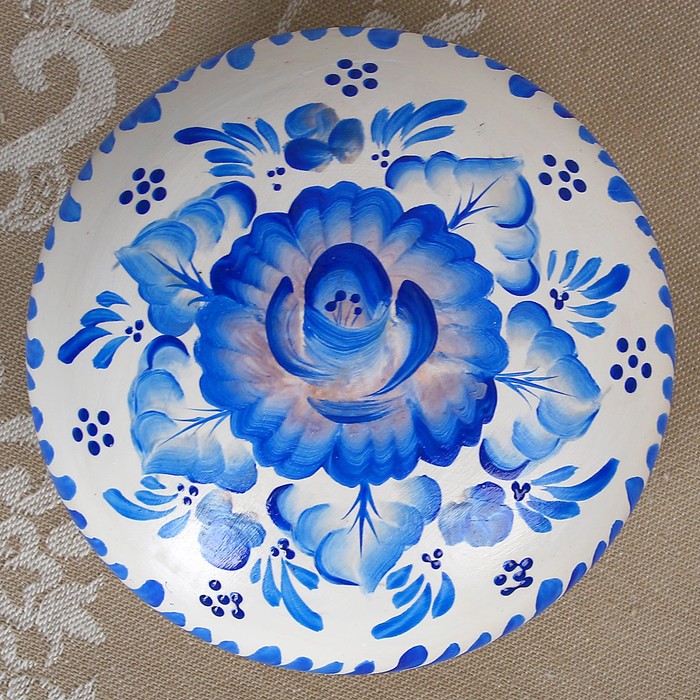 Шкатулка «Гжель», ракушка, бело-синяя, 11 см