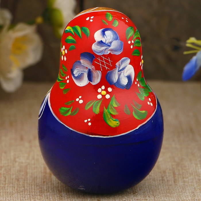 Неваляшка «Матрёшка», красные цветочки, 10 см