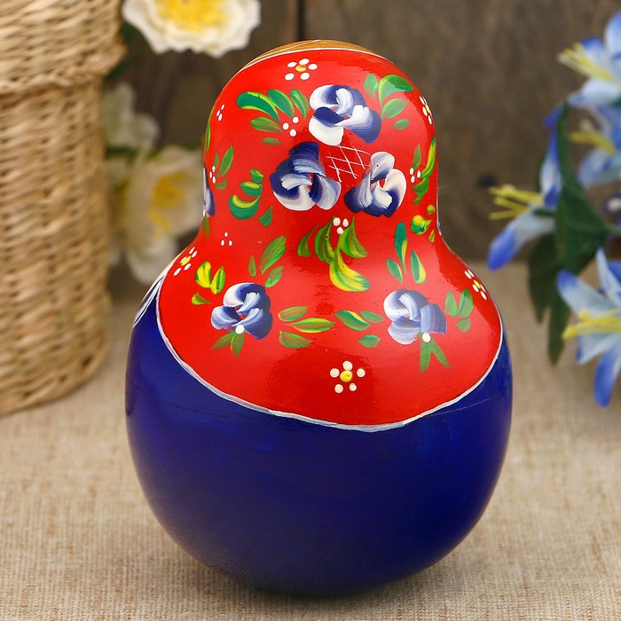 Неваляшка «Матрёшка», красные цветочки, 14 см