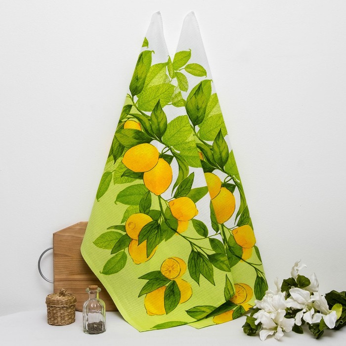 Комплект вафельных полотенец Романтика "Лимонный сад"50х70 см (2шт),170 г/м2,хл100%