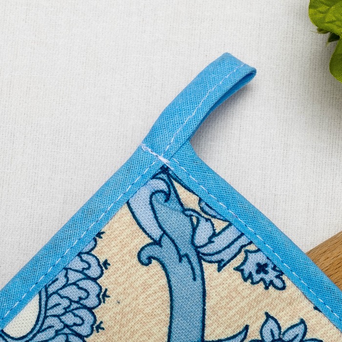 Комплект Романтика "Птица дивная"(рукавичка 18х28,прихв. 18х18)рогожка 190 г/м2 хл100%