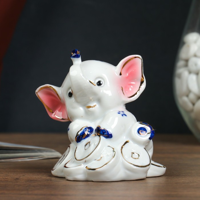 Сувенир керамика копилка "Слонёнок с монетками" 7х6,5х7 см
