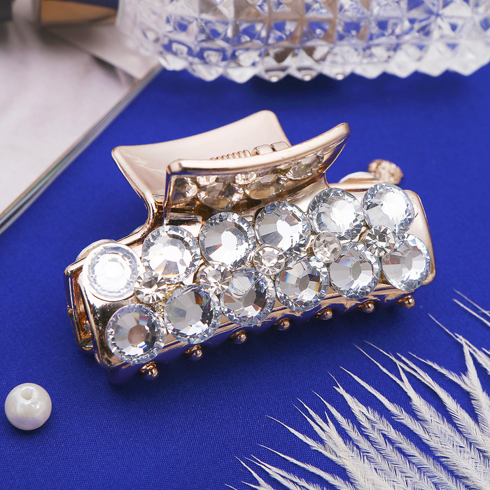 Краб для волос "Роял" 6 см стразы белый