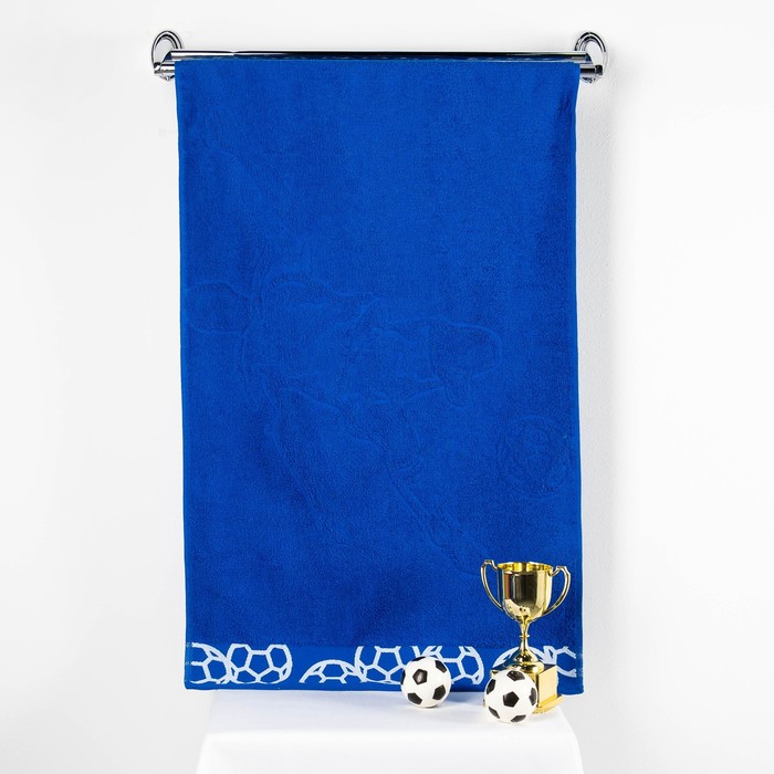 Полотенце махровое 50х90 Футболист, синий, 450 гр/м