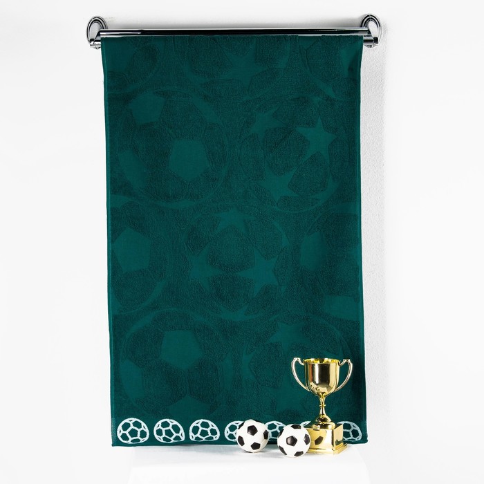 Полотенце махровое "Мячи" 50х90 см, цвет зелёный, 450 гр/м