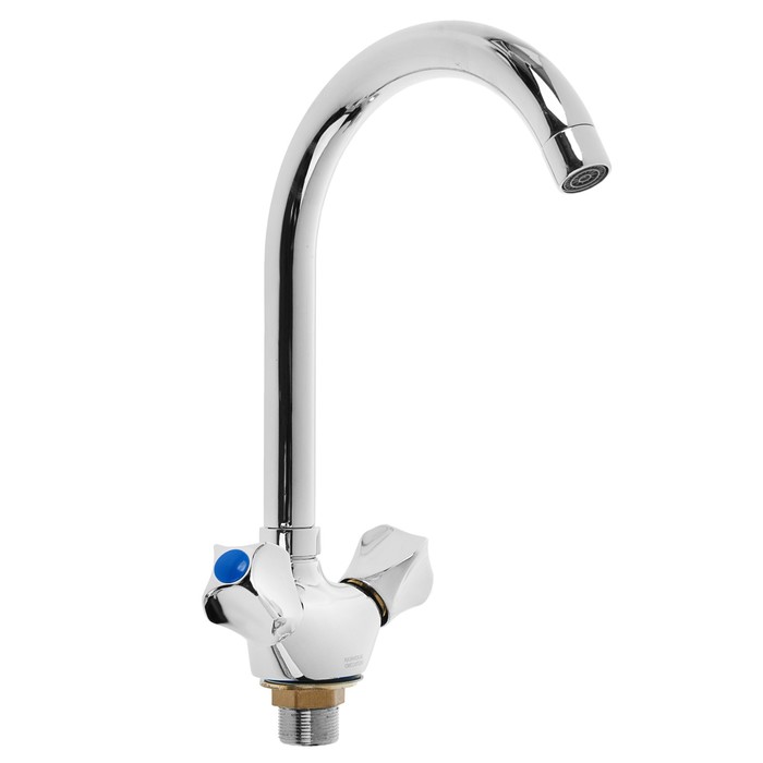 Смеситель для кухни "КС 590008", двухрычажный, высокий излив 190 мм, латунь