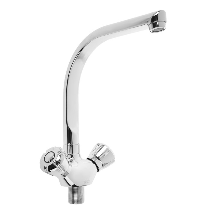 Смеситель для кухни "КС 59010192", двухрычажный, высокий излив 220 мм, латунь