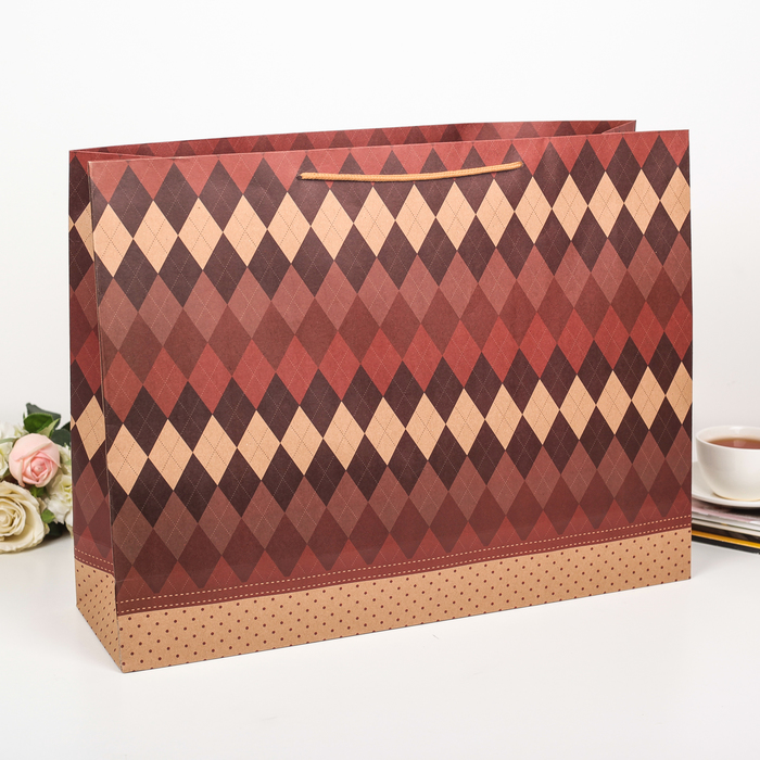 Пакет крафт "Аргайл", 49 х 13 х 38 см