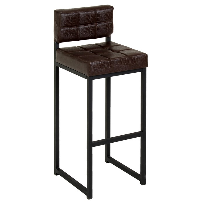 Стул барный ЛОФТ-1 со спинкой, черный/шоколадная рептилия