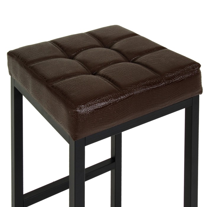 Стул барный ЛОФТ-2 без спинки, черный/шоколадная рептилия