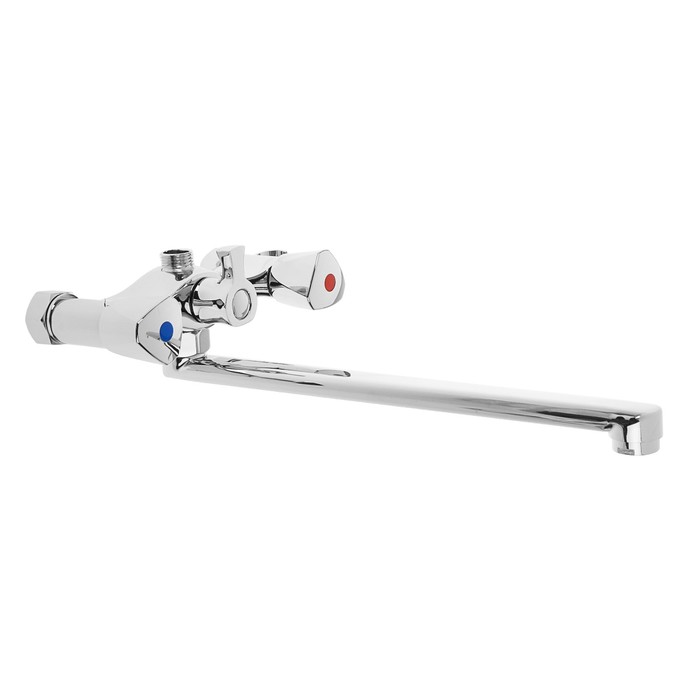 Смеситель для ванны "КС 80006254", двухрычажный, настенный, с душевым набором, латунь