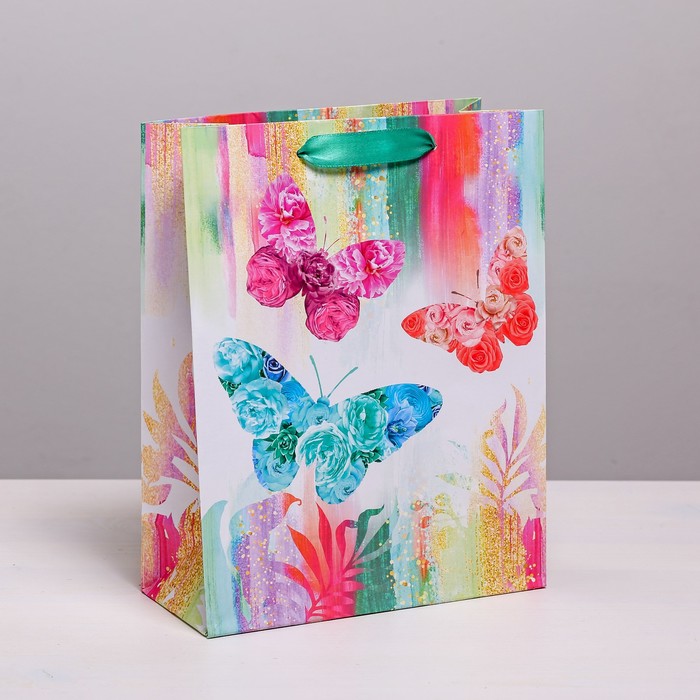 Пакет ламинированный вертикальный «Бабочки», S 11 × 14 × 5,5 см