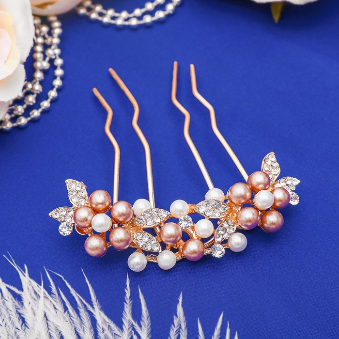 Гребень для волос "Жемчужные цветы" 7,5*9,5 см