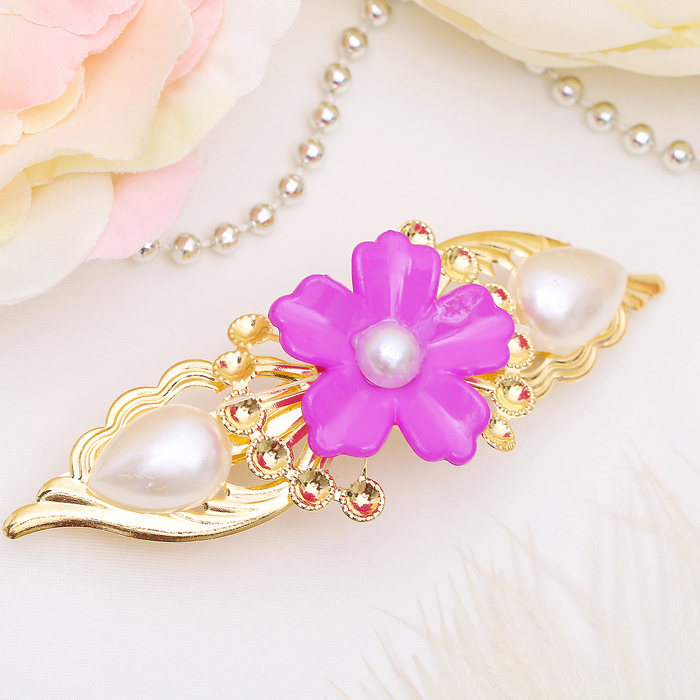 Автомат для волос " Самоцветы" 8 см ромашка глянец,микс