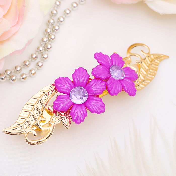 Автомат для волос " Самоцветы" 8 см цветочки,микс