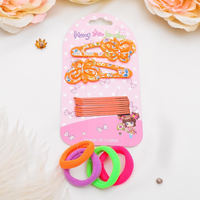 Набор для волос "Флоя" (4 резинки, 11 невидимок) бабочка, жёлтый