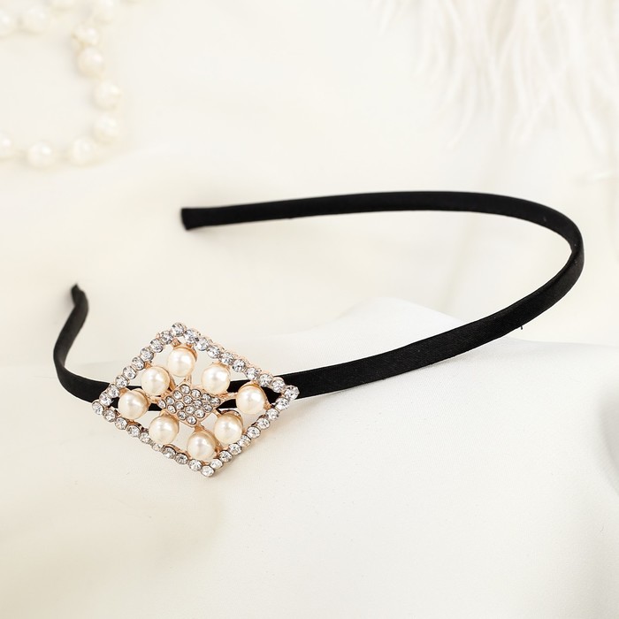Ободок для волос "Кристалл" с жемчужинкой, 0,5 см ромб