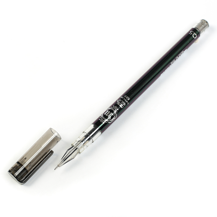 Ручка гелевая 0,5мм синяя корпус металлик МИКС игольчатый пишущий узел кристалл