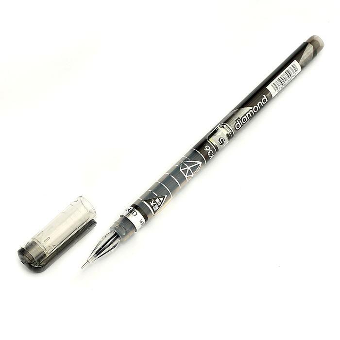 Ручка гелевая 0,5мм черная корпус с рисунком безстержневая игольчатый пишущий узел кристалл 288214