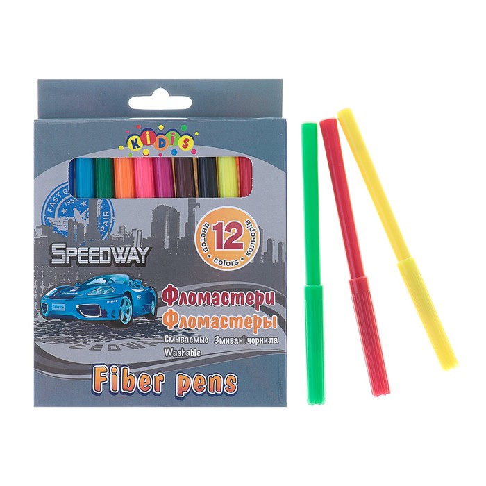 Фломастеры 12цв в картонной коробке Машина