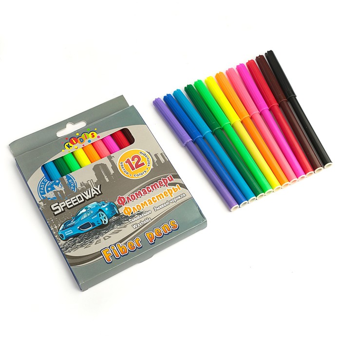 Фломастеры 12цв в картонной коробке Машина