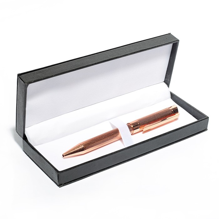 Ручка подарочная шариковая в кожзам футляре поворотная VIP корпус золотой