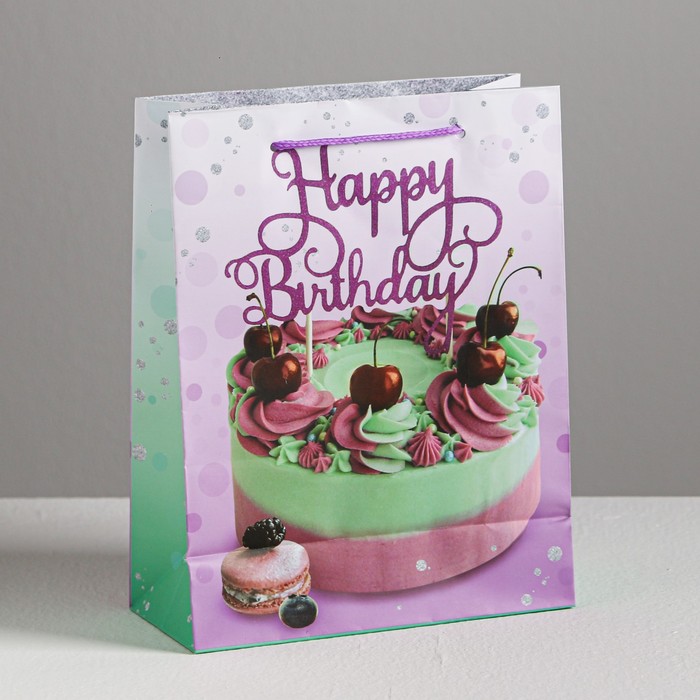 Пакет ламинированный вертикальный Happy Birthday, MS 18 × 23 × 8 см