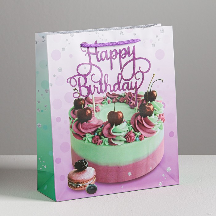 Пакет ламинированный вертикальный Happy Birthday, ML 23 × 27 × 8 см