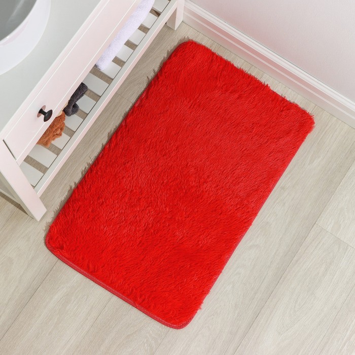 Коврик для ванной "Пушистик ", прямоугольный, цвет зелёный