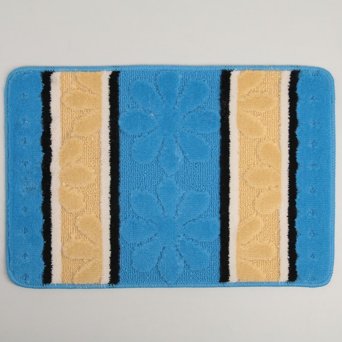 Коврик для ванной "Цветы", цвет синий