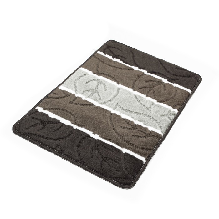 Коврик для ванной "Листья" 40х60 см, цвет чёрный