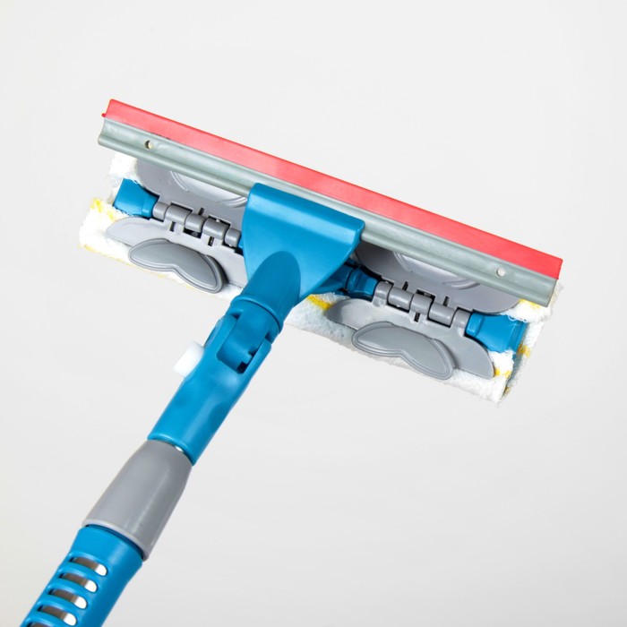 Окномойка с телескопической стальной ручкой, насадка-бабочка, 20х5х54(80) см