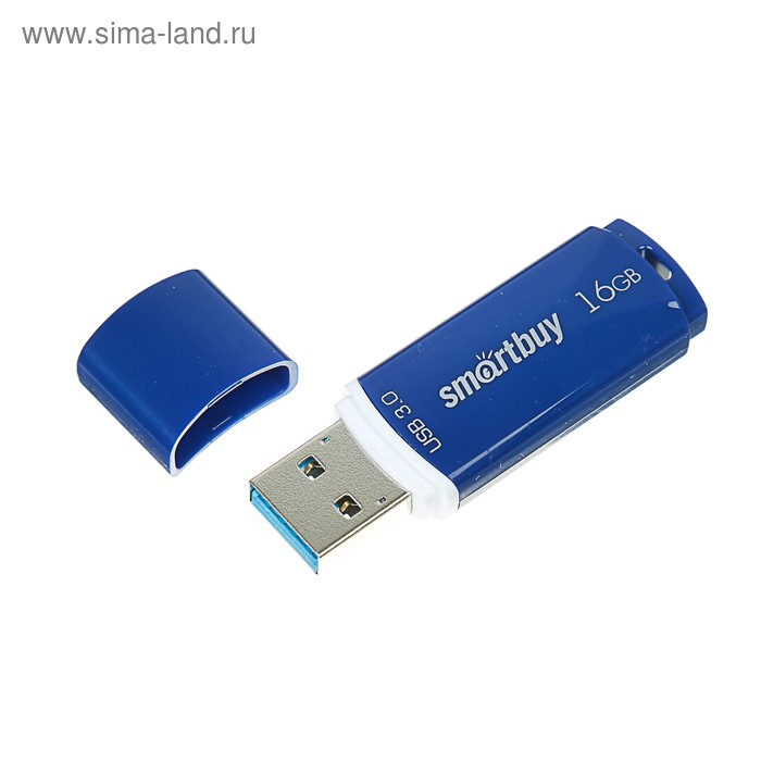 Флешка Smartbuy Crown Blue, 16 Гб, USB3.0, чт до 140 Мб/с, зап до 40 Мб/с, синяя