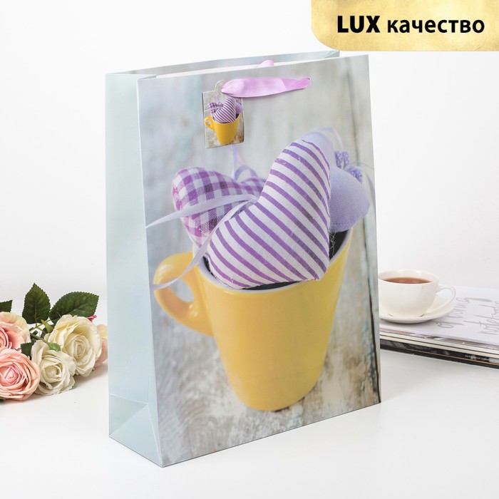 Пакет подарочный "От всего сердца", люкс, 32 х 11 х 42 см