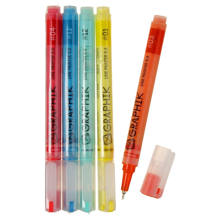 Набор ручек капиллярных 5цв Derwent Graphik Line Painter №1, 0.5 мм микс 2302231