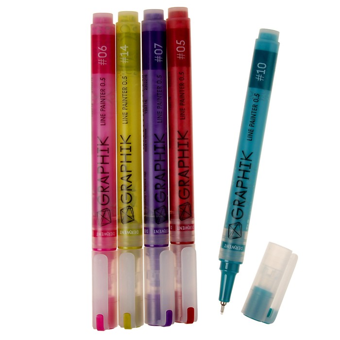 Набор ручек капиллярных 5цв Derwent Graphik Line Painter №3, 0.5 мм микс 2302232