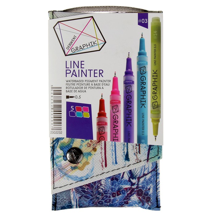 Набор ручек капиллярных 5цв Derwent Graphik Line Painter №3, 0.5 мм микс 2302232