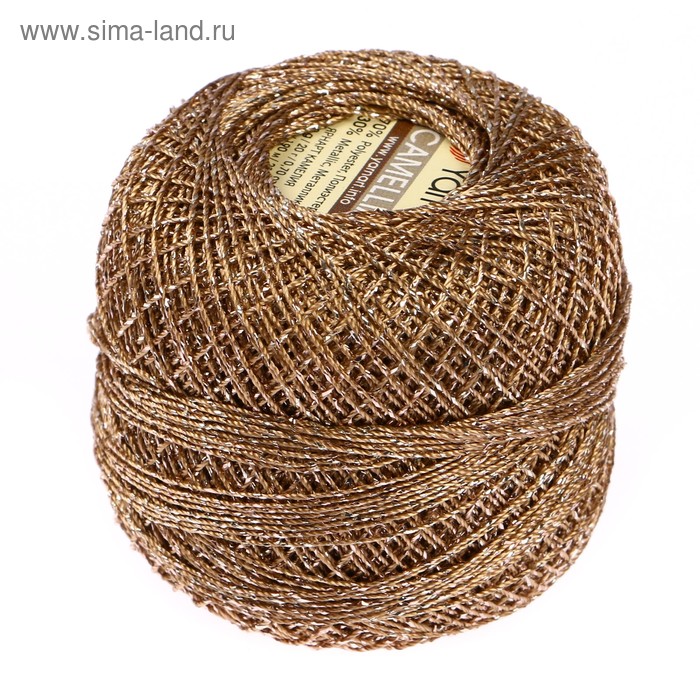 

Пряжа "Camelia" 70% полиэстер, 30% люрекс 190м/20гр (429 т.беж-серебро)