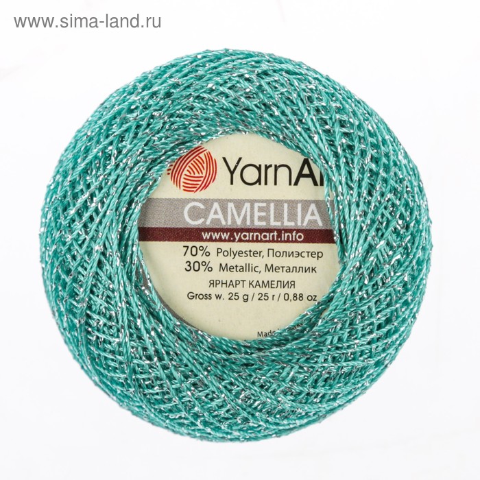 

Пряжа "Camelia" 70% полиэстер, 30% люрекс 190м/25±5гр (427 мята)