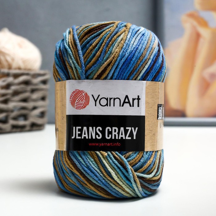 Пряжа "Jeans crazy" 55% хлопок, 45% акрил 160м/50гр (7202  принт)