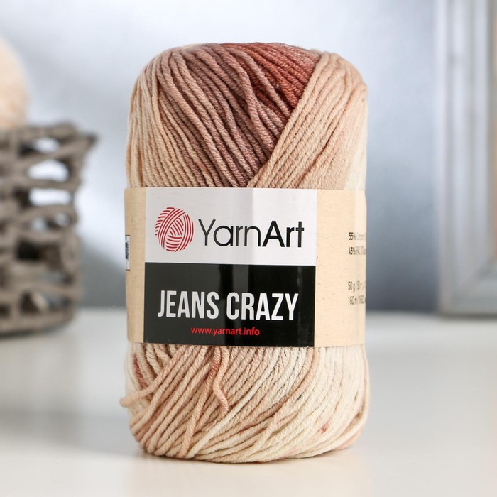 

Пряжа "Jeans crazy" 55% хлопок, 45% акрил 160м/50гр (8201 принт)