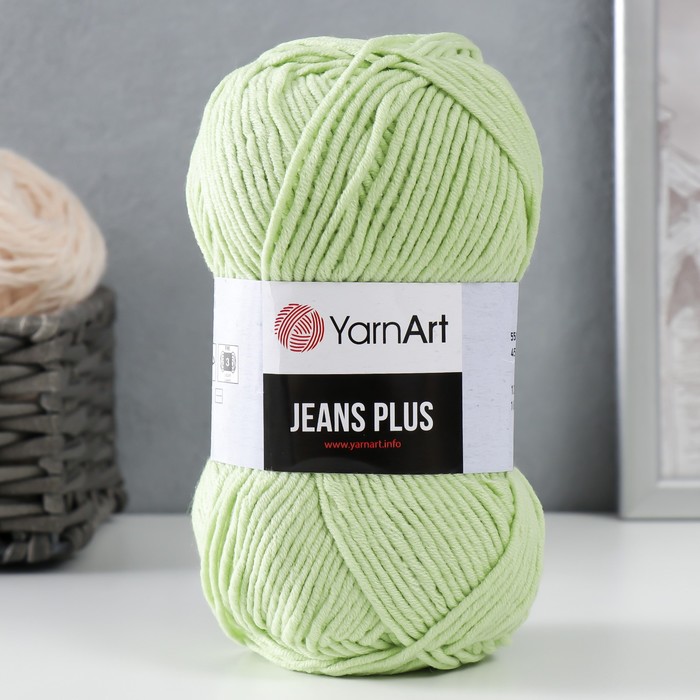 Пряжа "Jeans plus" 55% хлопок, 45% акрил 160м/100гр (11 лайм)