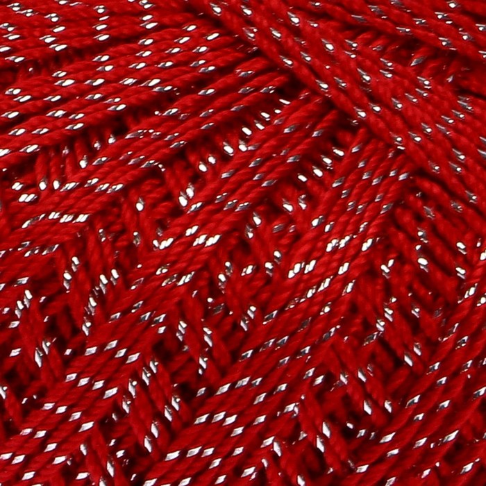 Пряжа "Violet lurex" 96% хлопок, 4% металлик 270м/50гр (15020 красный с серебром)