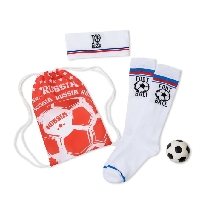 Набор детский "I love Russia": мешок 17х28 см, повязка 18х7 см, гольфы 18-20 см (7-9 лет)