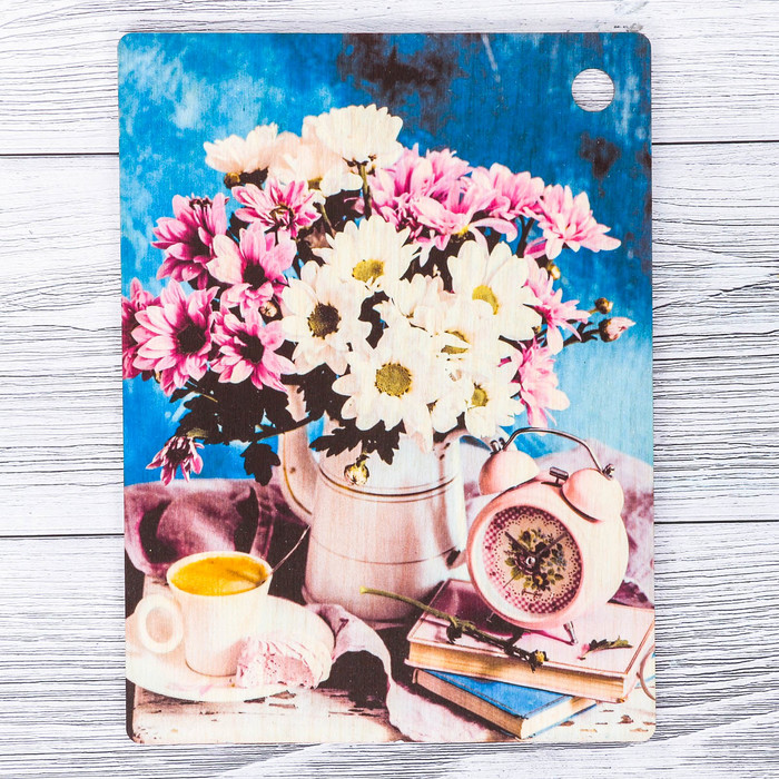 Доска разделочная "Натюрморт", будильник